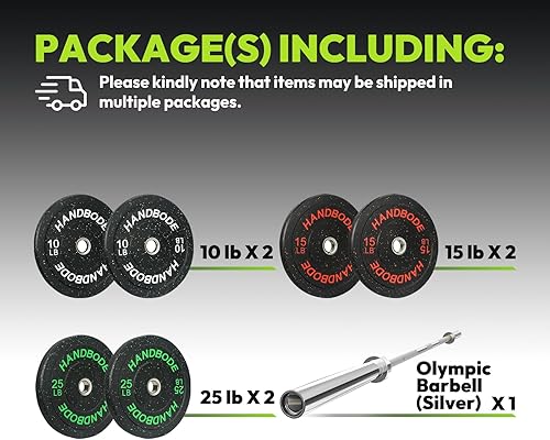 Miniatura 2 de Olympic High-Bounce Bumper Plates Bench Press Barbell Weights Set 2 - Inch, 10-55 lb Rubber Weight Sets for Home Gym, Strength Training Plate