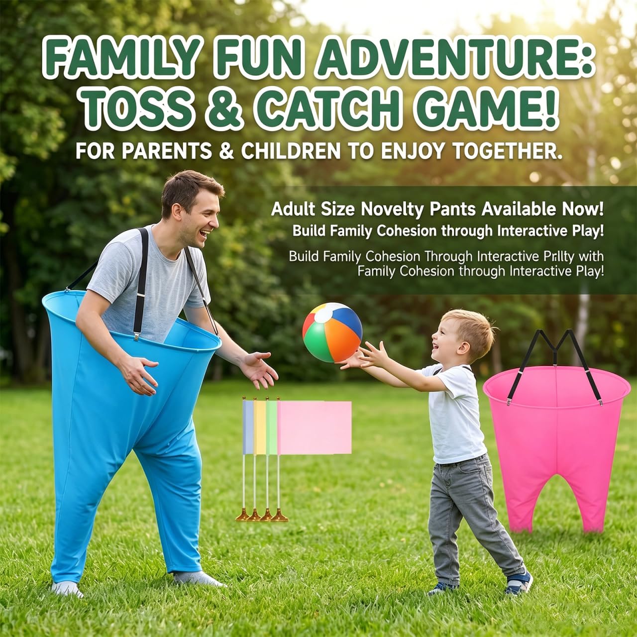Didiseaon Juego de 4 piezas Granny Pants para patio con 24 bolas, 4 bombas