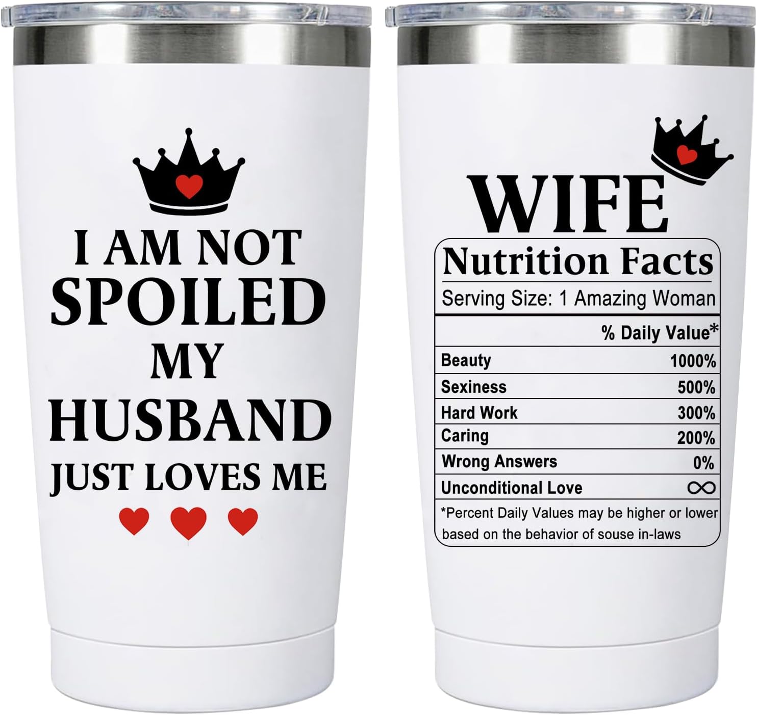 Waldeal Wife Gifts from Husband - Wedding Anniversary for Women, Valentines, Birthday Gift Ideas, Christmas Travel Tumbler for Her 20 Oz, White