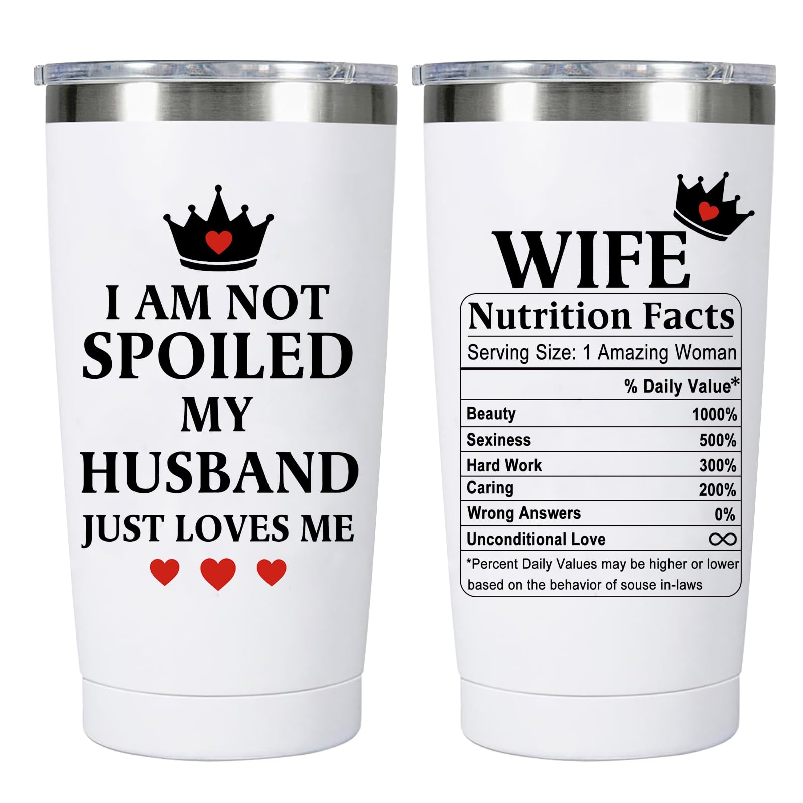 Waldeal Wife Gifts from Husband - Wedding Anniversary for Women, Valentines, Birthday Gift Ideas, Christmas Travel Tumbler for Her 20 Oz, White