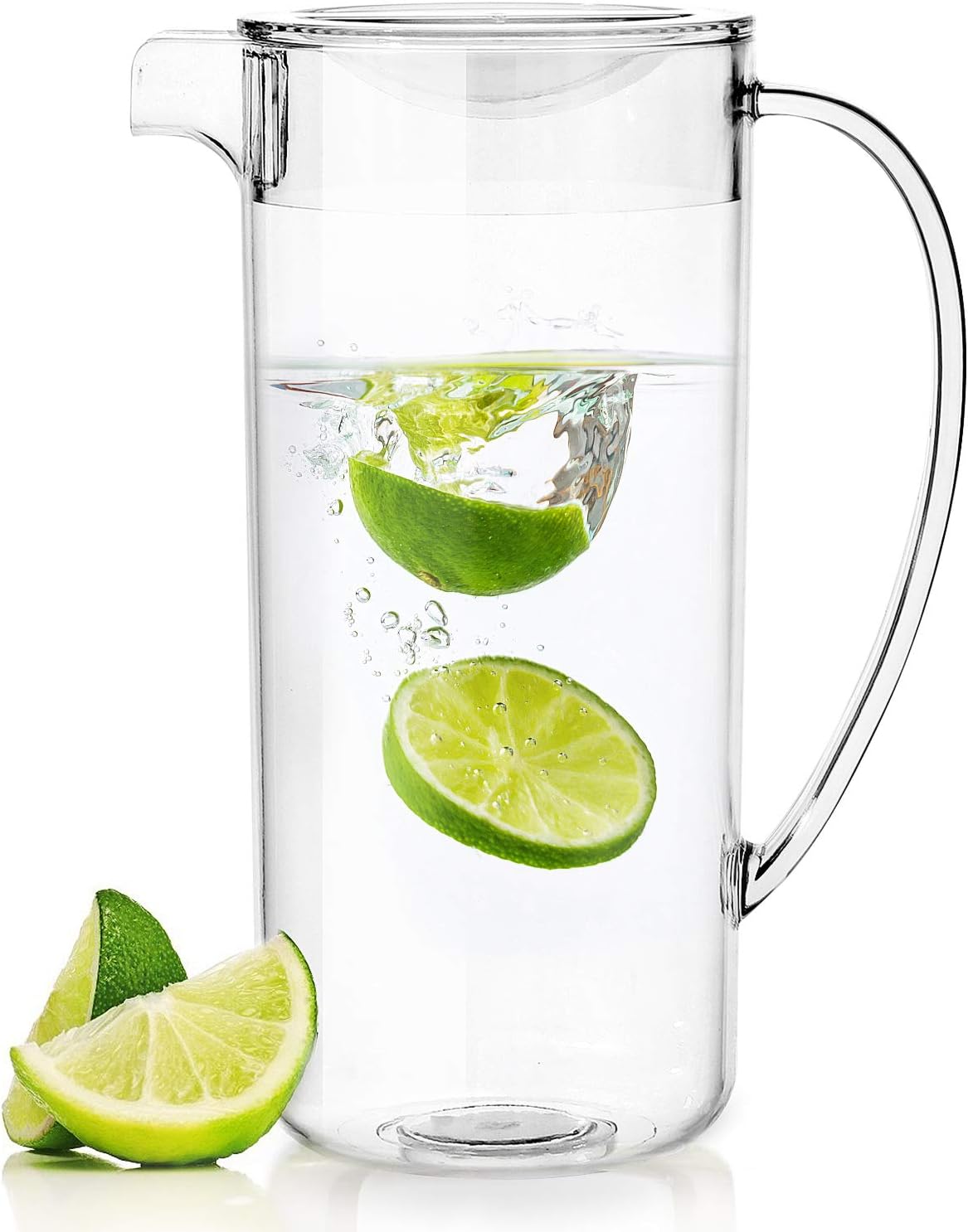 2.2 Quarts Plastic Pitcher With Lid, Clear Plastic Pitcher Great for Iced Tea, Sangria, Lemonade
