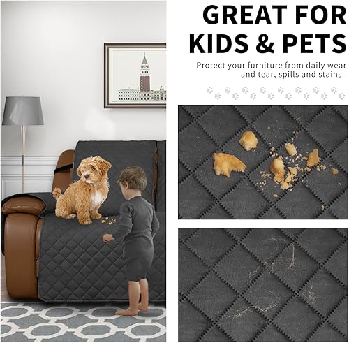 Miniatura 3 de Easy-Going Funda de sofá reclinable de gran tamaño, reversible para sillón reclinable de 3 asientos, funda de sofá dividida para cada asiento con