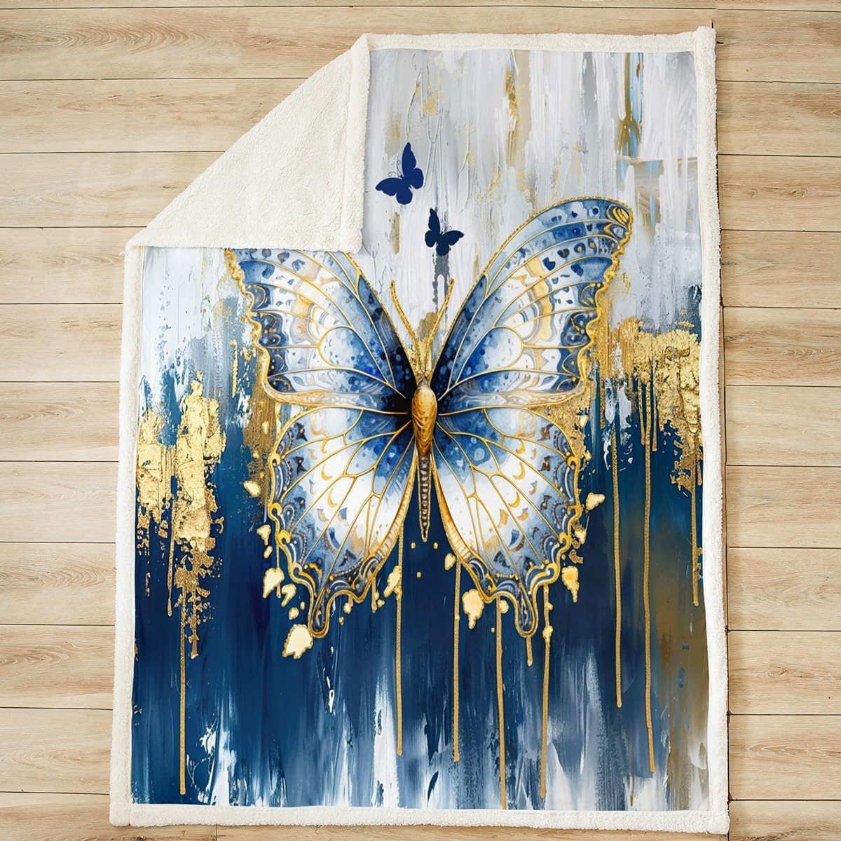 Feelyou Marble Print Fleece Throw Blanket Twin 60"x80" Kids Butterfly Plush Blanket for Bed Sofa Couch Boys Girls Teens Abstract Art Sherpa Blanket Simple Modern Fuzzy Blanket Geometric（No Glitter