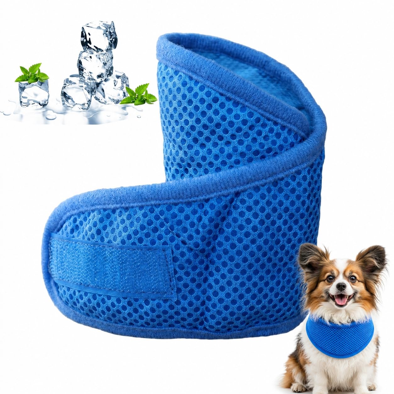 Small Dog Cooling Bandana, Comfortable and Breathable Cooling Bandana for Dogs, Adjustable Instant Chill Out Dog Neckerchief, for Small and Medium Pets(Blue, L)