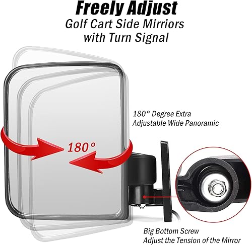 Miniatura 4 de Espejo universal para carrito de golf, espejos laterales para carrito de golf, espejos retrovisores para Club Car EZGO Yamaha UVT AVT Espejos