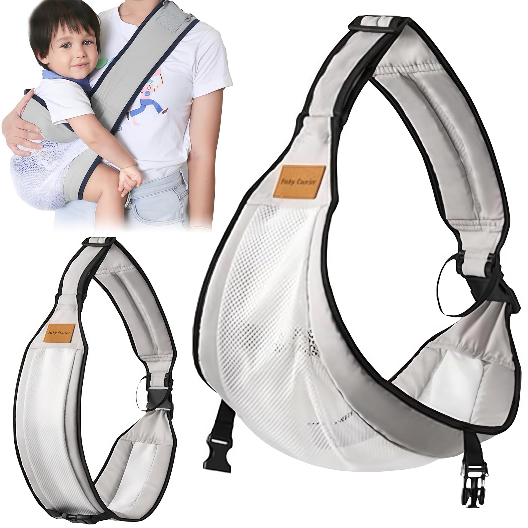 SGZIOO Babytrage Seitlich Mesh - Verstellbare Hüfttrage Für Babys 3-36 Monate Bis 15kg