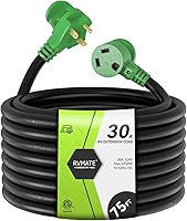 Vista 9 de RVMATE Cable de extensión de alimentación RV de 30 amperios y 15 pies con mango de fácil enchufe, TT-30P a TT-30R, indicador LED, 10 AWG
