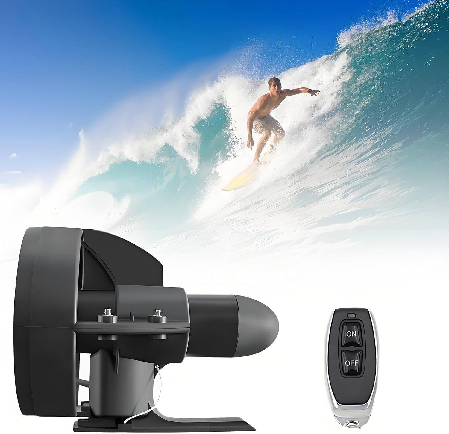 Electric Motorized Surfboard with Battery, Rechargeable 12V Jet Powered Surfboard Kit for Paddleboarding and Surfing