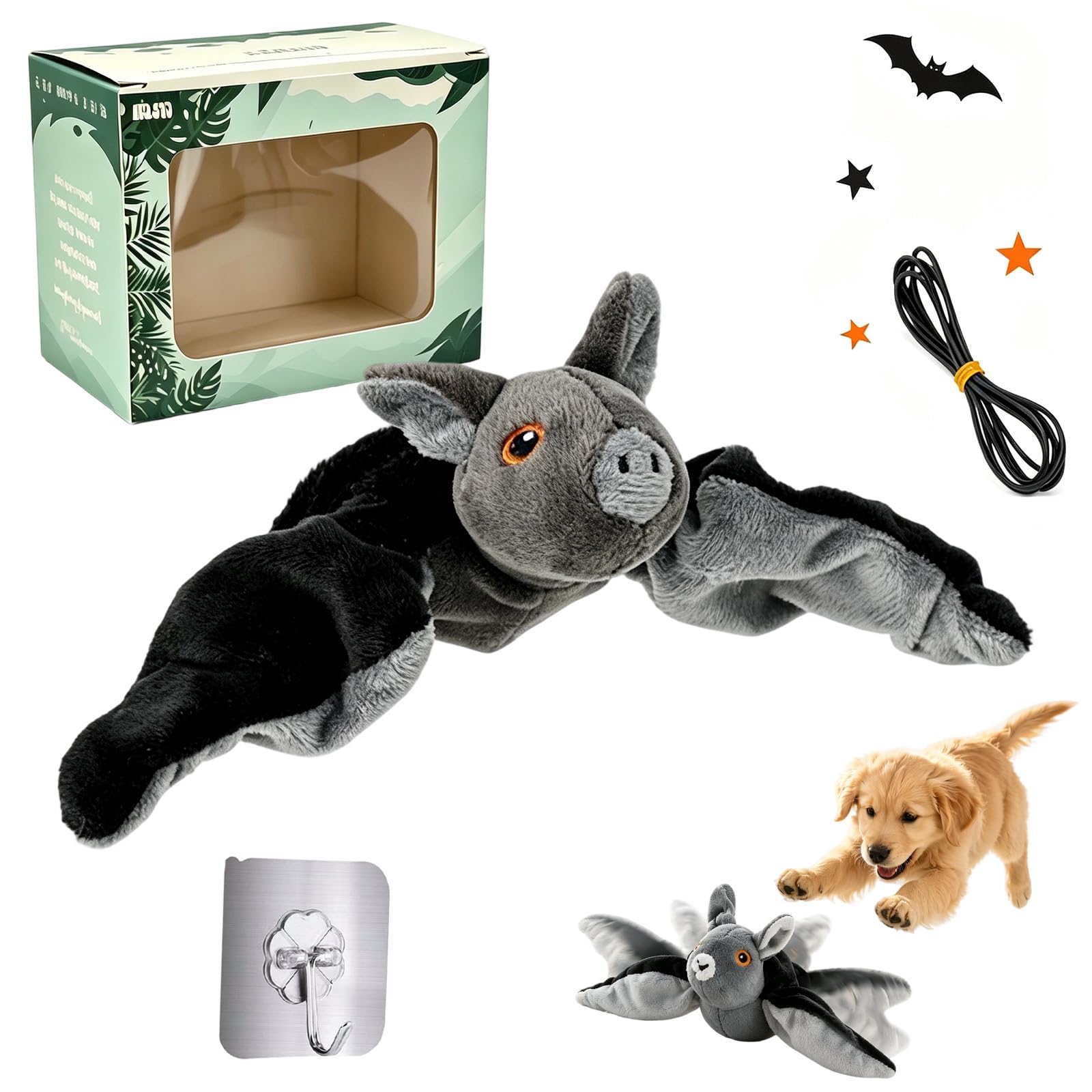 Flying Bat Dog Toy, Flapping Bat Cat Toy, Interactive Pet Play (1pc)