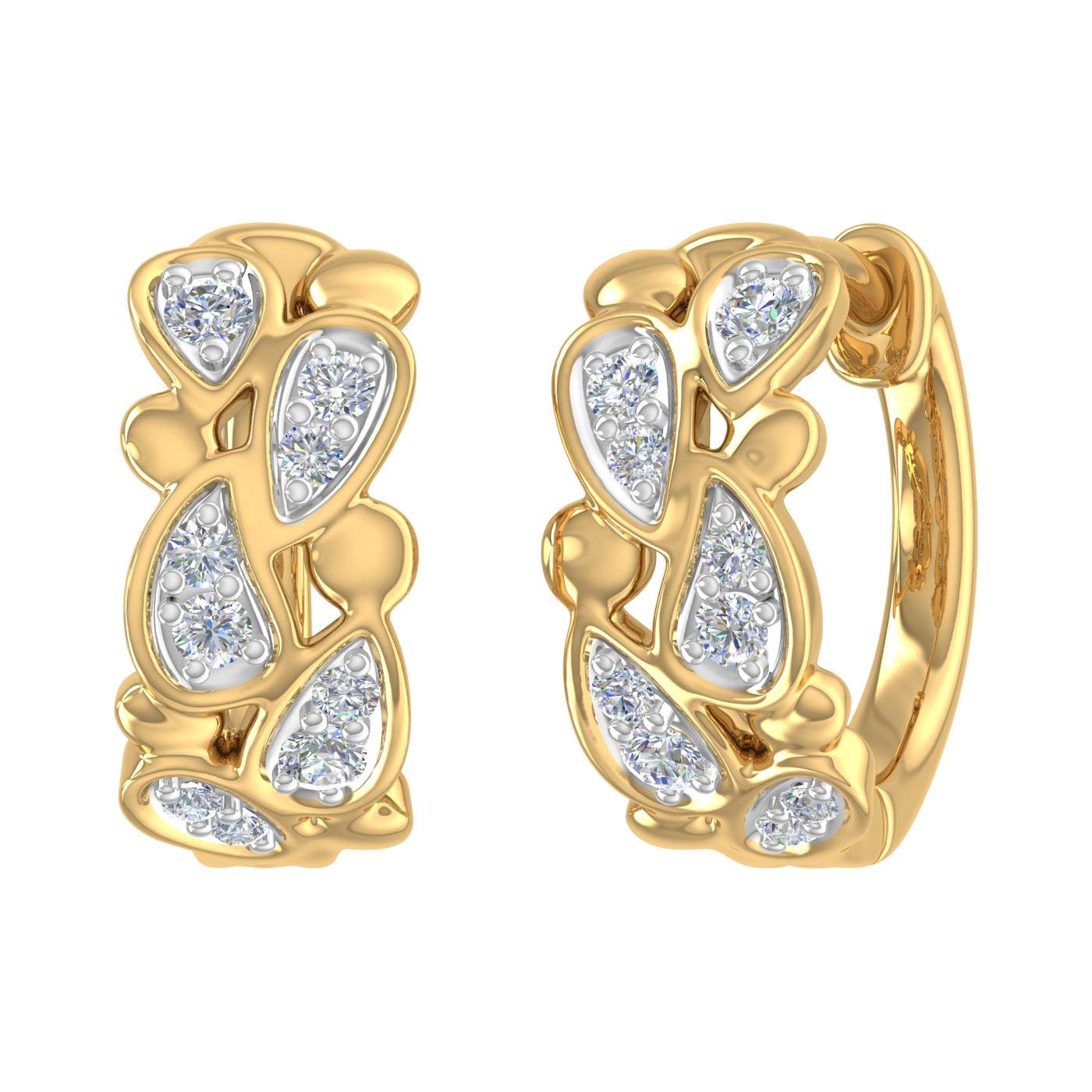 0.25 Carat Bezel Set Round Shape Natural Diamond Hoop Earrings for Women in 10K Gold