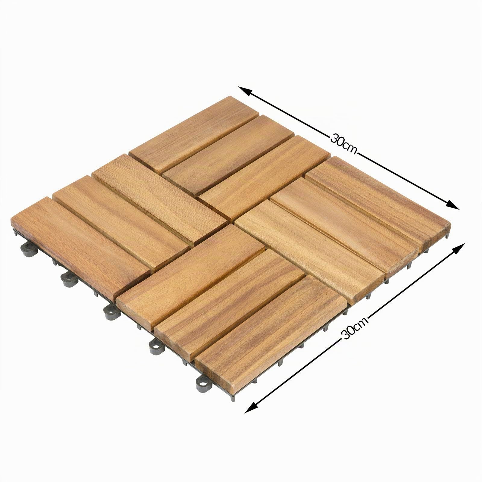33x Dalles de terrasse en bois d'acacia Mosaïque 30x30cm Dalle clipsable 3m² balcon jardin extérieur
