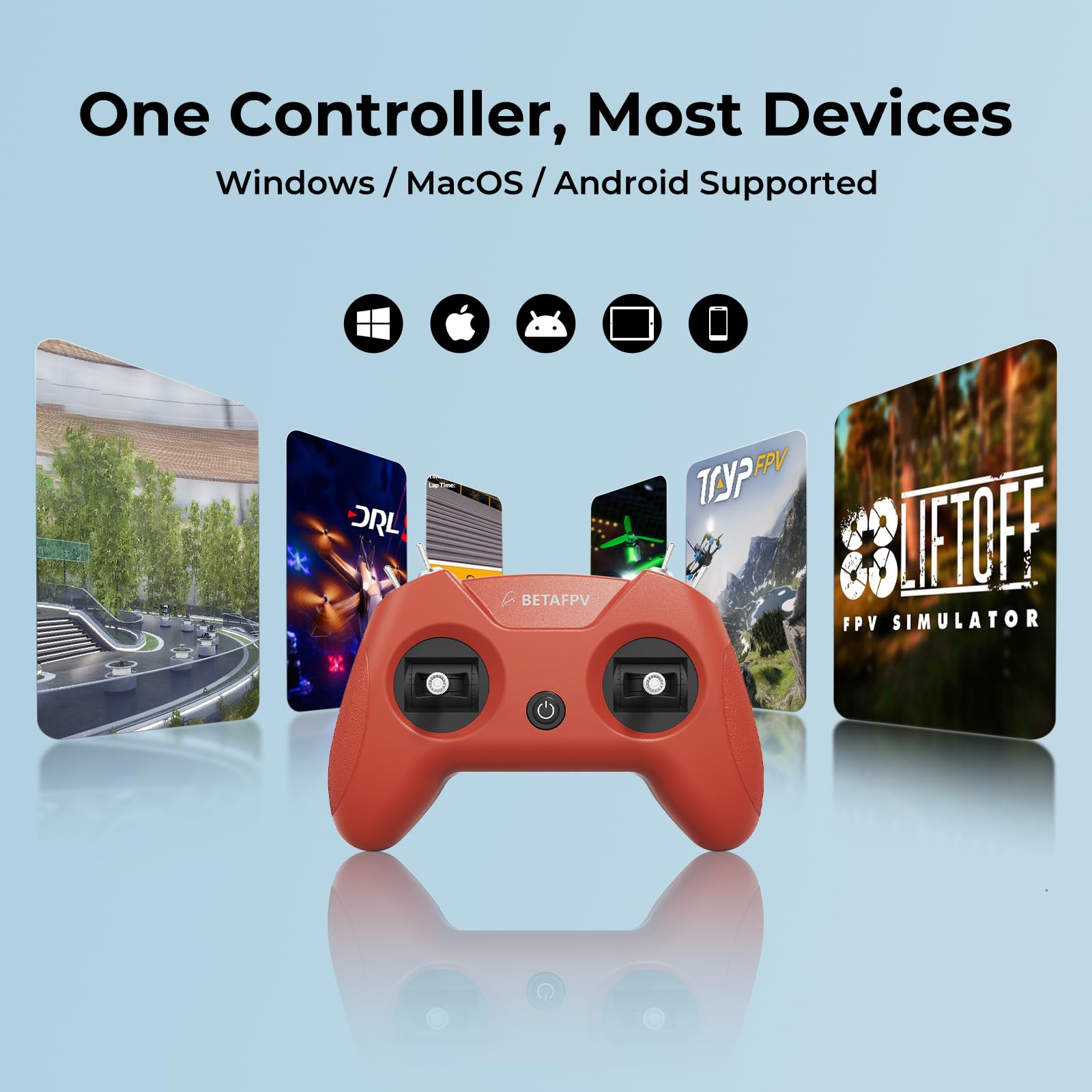 BETAFPV LiteRadio 2 SIM Controller for FPV Flight Training-Mode 2/Red