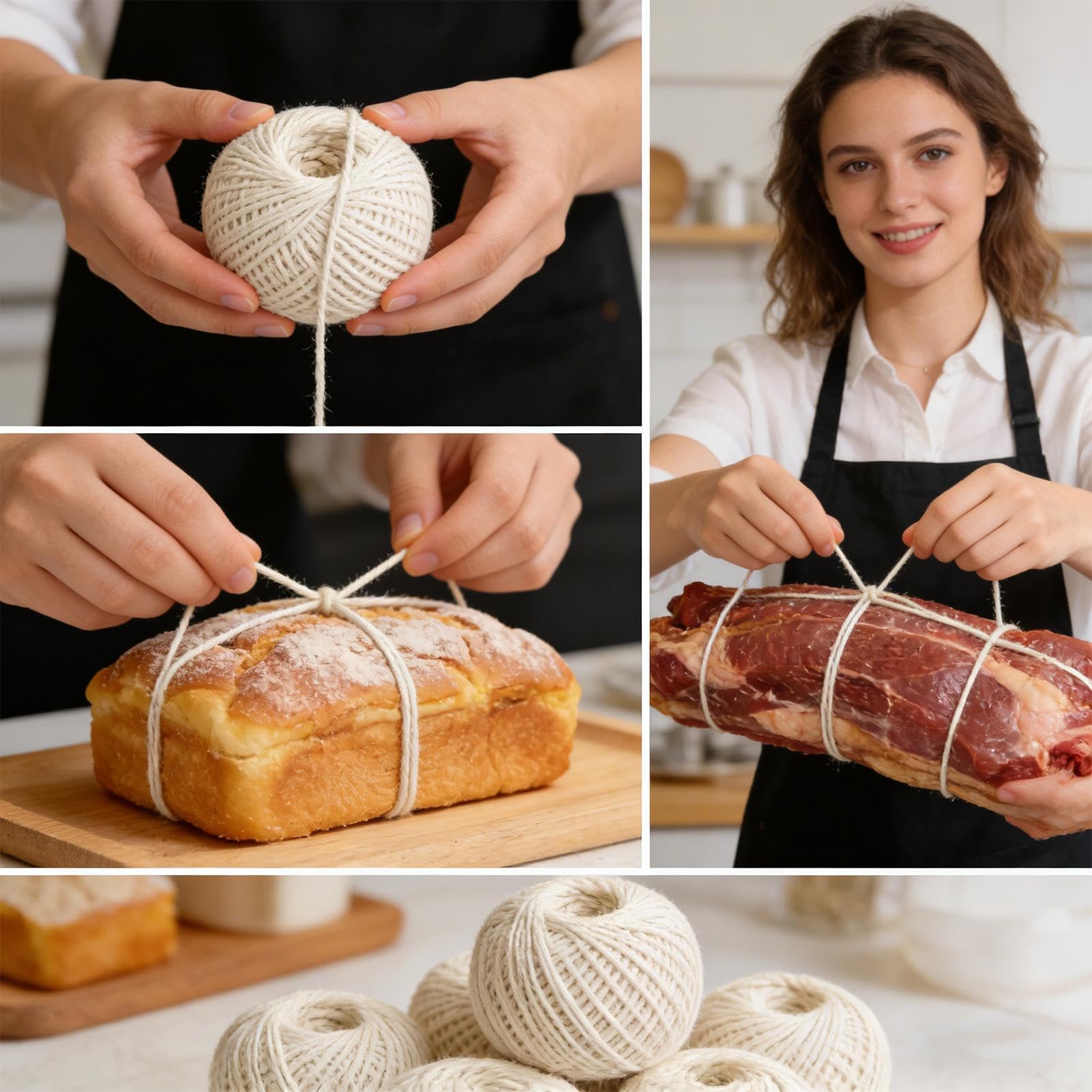 Generico Spago da Cucina – Filo di Cotone Resistente da 85 M | Spago da Macellaio in Cotone – Spagu da Forno Sicuro per Alimenti per Carne, Arrostire Tacchini, Avvolgere, Giardinaggio E Artigianato