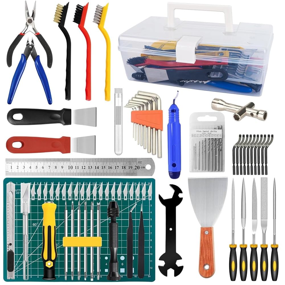 Kit D'Outils d'impression 3D Comprend des Accessoires D'Imprimante 3D - Pinces, Pincettes, Couteau de Sculpture, Aiguilles de Nettoyage, Clés, Clé à Molette.