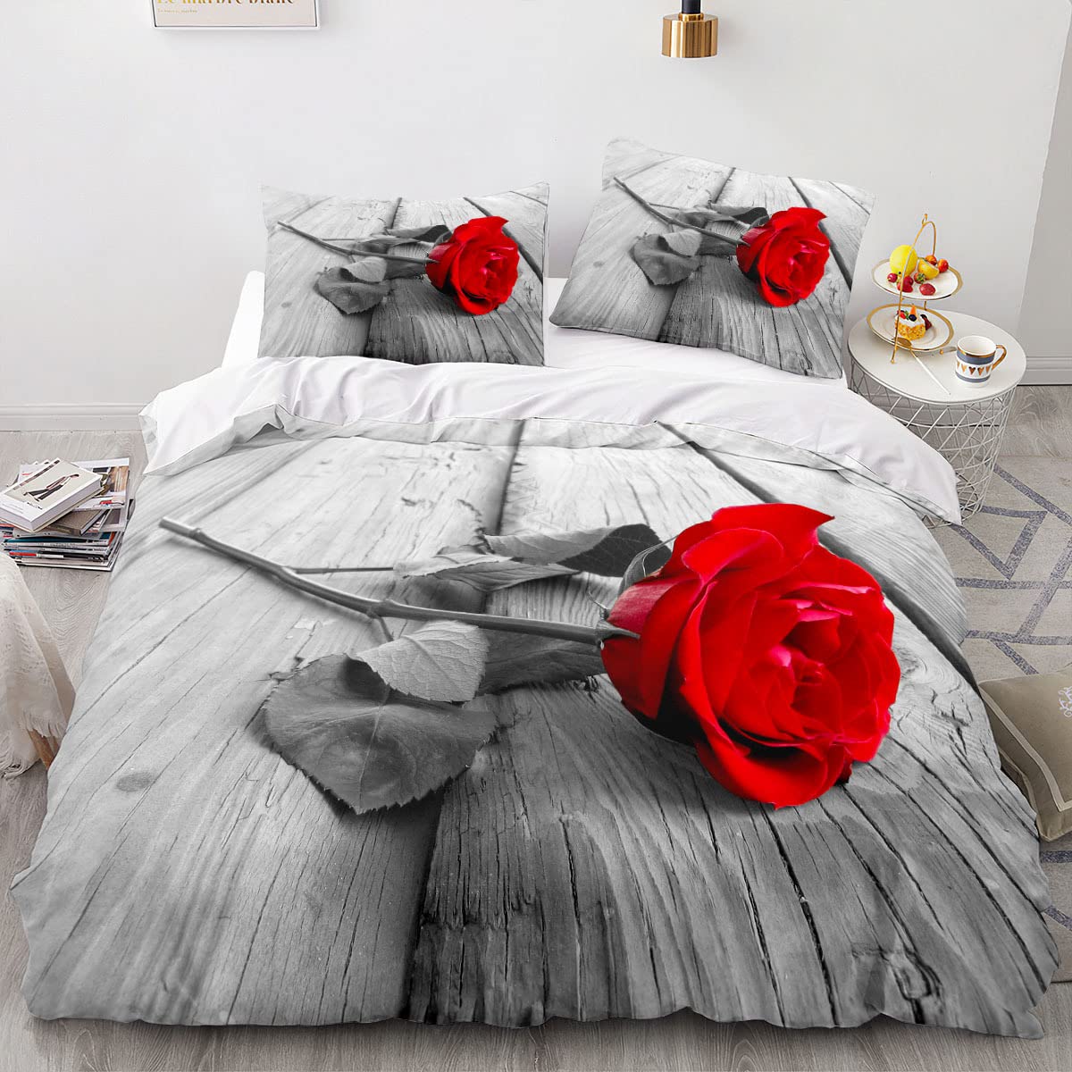 Set Biancheria Letto Matrimoniale 3D Rosa - Copripiumino 240x220cm + 2 Federe - Foto 7