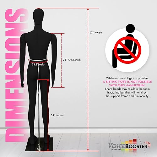 Miniatura 3 de Maniquí femenino, flexible y flexible de tamaño completo, suave, negro, por TK Products, ideal para disfraces