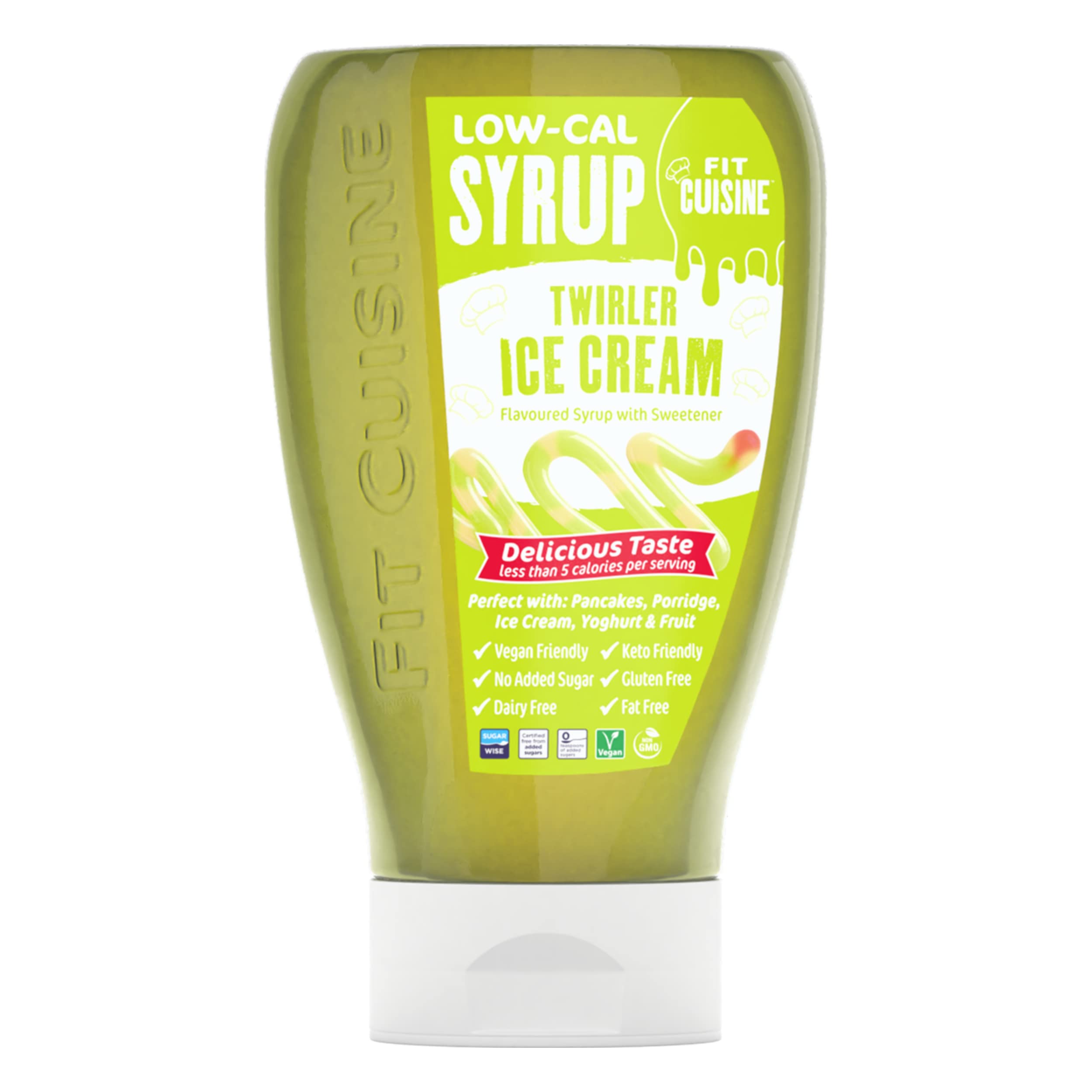 Fit Cuisine Low Calorie Syrup - Low-Cal Syrup to Support Weight Management, Low Carb Diet, Keto Friendly, Vegan, For Pancakes, Desserts, Porridge, Ice Cream - 425ml (TWIRLER ICE CREAM)