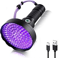 ANYGO Rechargeable 128 LED UV Black Light Flashlight - Pet Urine Detector, Bed Bugs, Scorpions, 395nm Wide Coverage