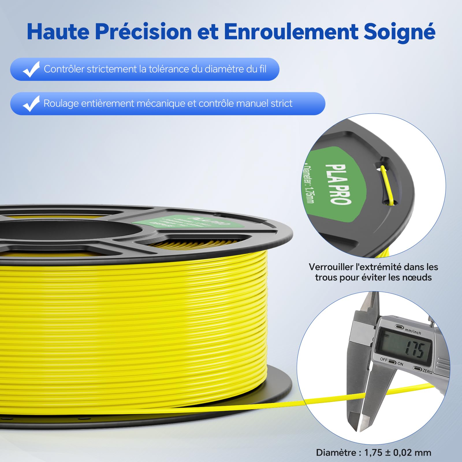 DEEPLEE Filament PLA Pro 1.75 mm 4kg 4 Bobines Noir Rouge Jaune Bleu Haute Résistance pour Imprimantes 3D FDM