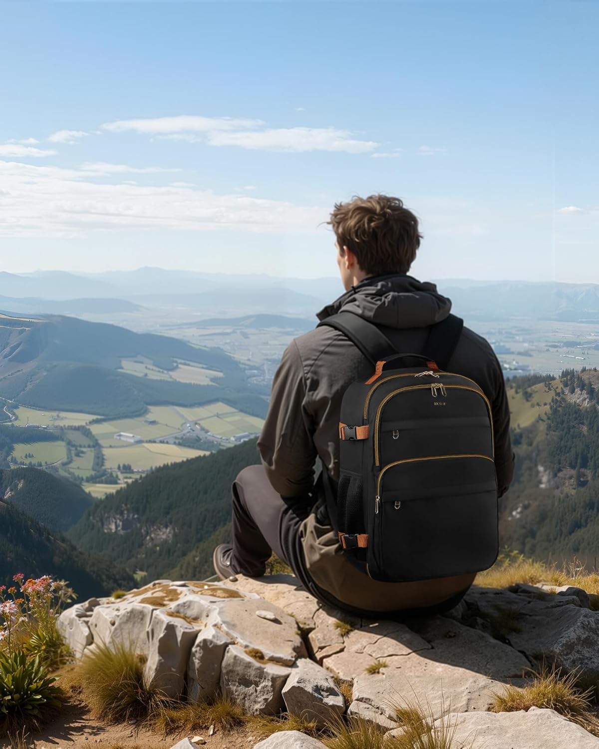 HOTOR Travel Backpack for Women - Large 15.6inch Laptop Computer Bag Water-Resistant Carry on Backpack Flight Approved Personal Item Travel Bag for Work, Business, College, Black, 13.0" x 7.9" x 17.3" - Image 7