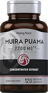 Piping Rock Muira Puama Root Extract for Men & Women | 2200 mg | 120 Capsules | Non GMO, Gluten Free Supplement