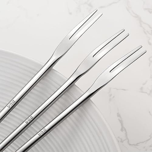 Miniatura 3 de Juego de 3 tenedores de frutas de mango largo, tenedores redondos de mango sólido de 8.7 pulgadas para tarro, tenedores de oliva de acero inoxidable