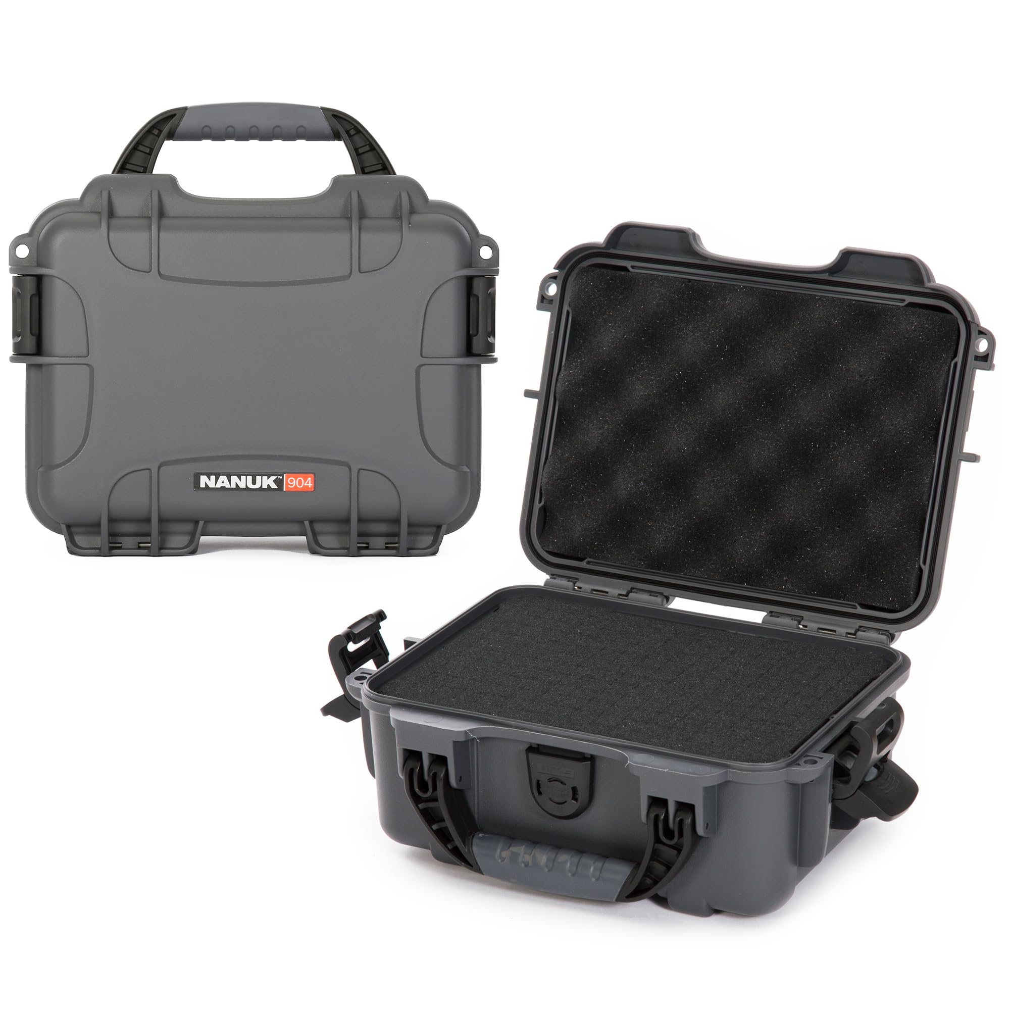 NANUK 904 Hard Case with Foam – IP67 Waterproof Protective Case for Camera, Drone &amp; Gear – Impact-Resistant &amp; Dustproof – Perfect for Travel 10.2" x 7.9" x 4.5" – Graphite