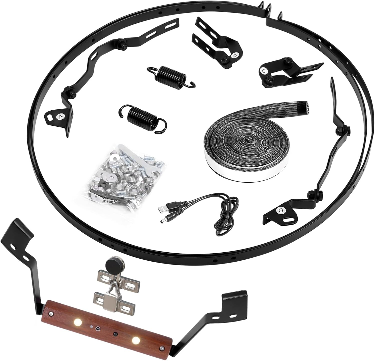 Vankey Band Hinge Assembly for Large Green Egg, Replacement Steel Hinges Band with Fiberglass Gasket & Latch Assembly & Light Handle, Band and Hinge Assembly for Large Egg Green (Split Style Bands)