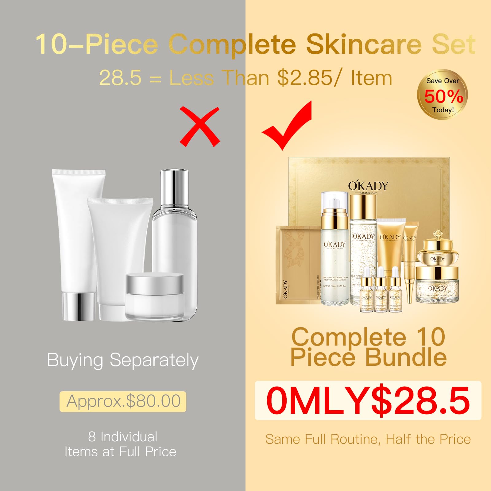 Anti-Aging Skincare Set for Women with Vitamin C and Peptides