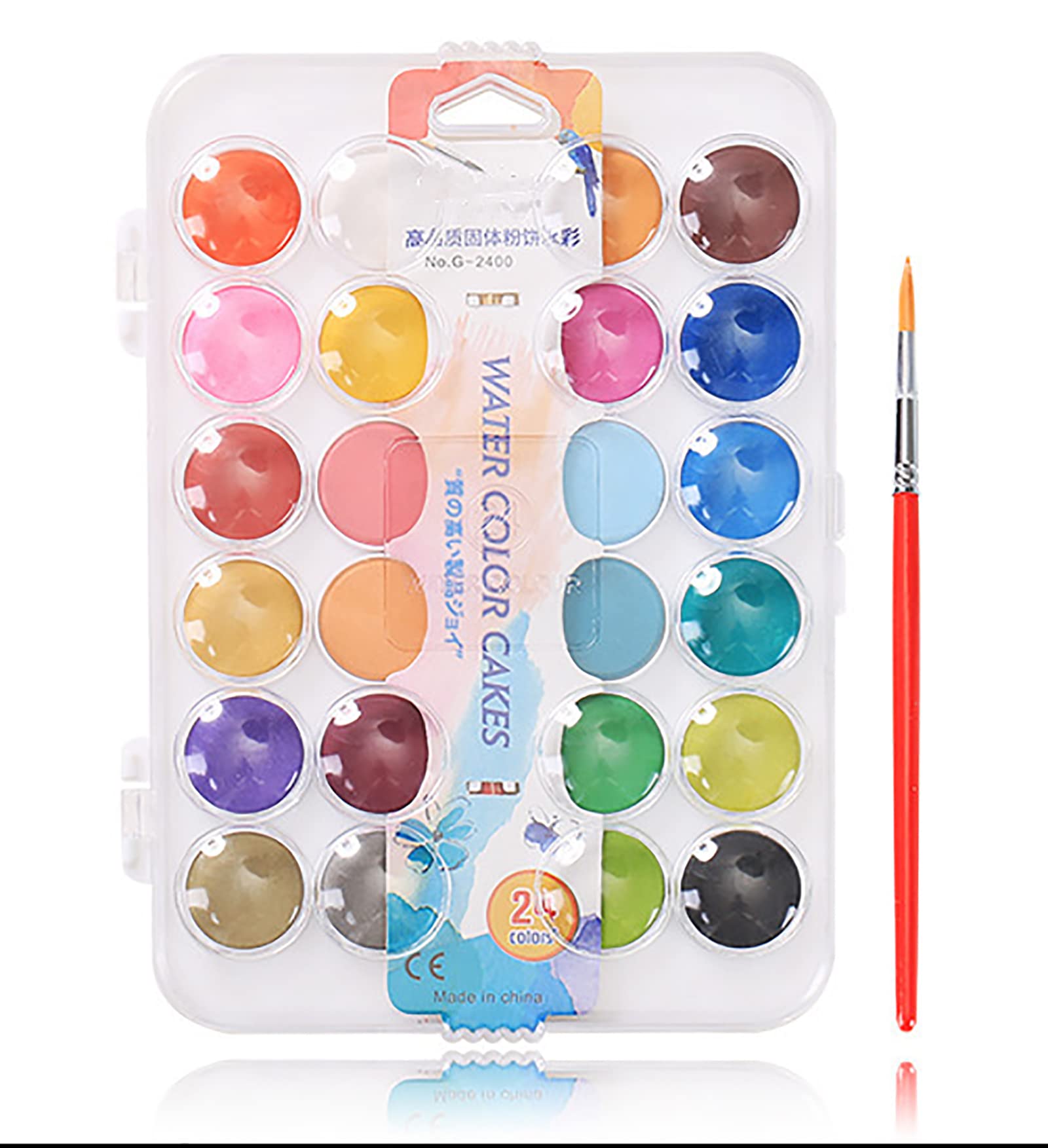 WANGCL 24 Colours Watercolour Paint Non Toxic, Washable Watercolour Pan Set with Paint Brush for Beginners Student and Artists