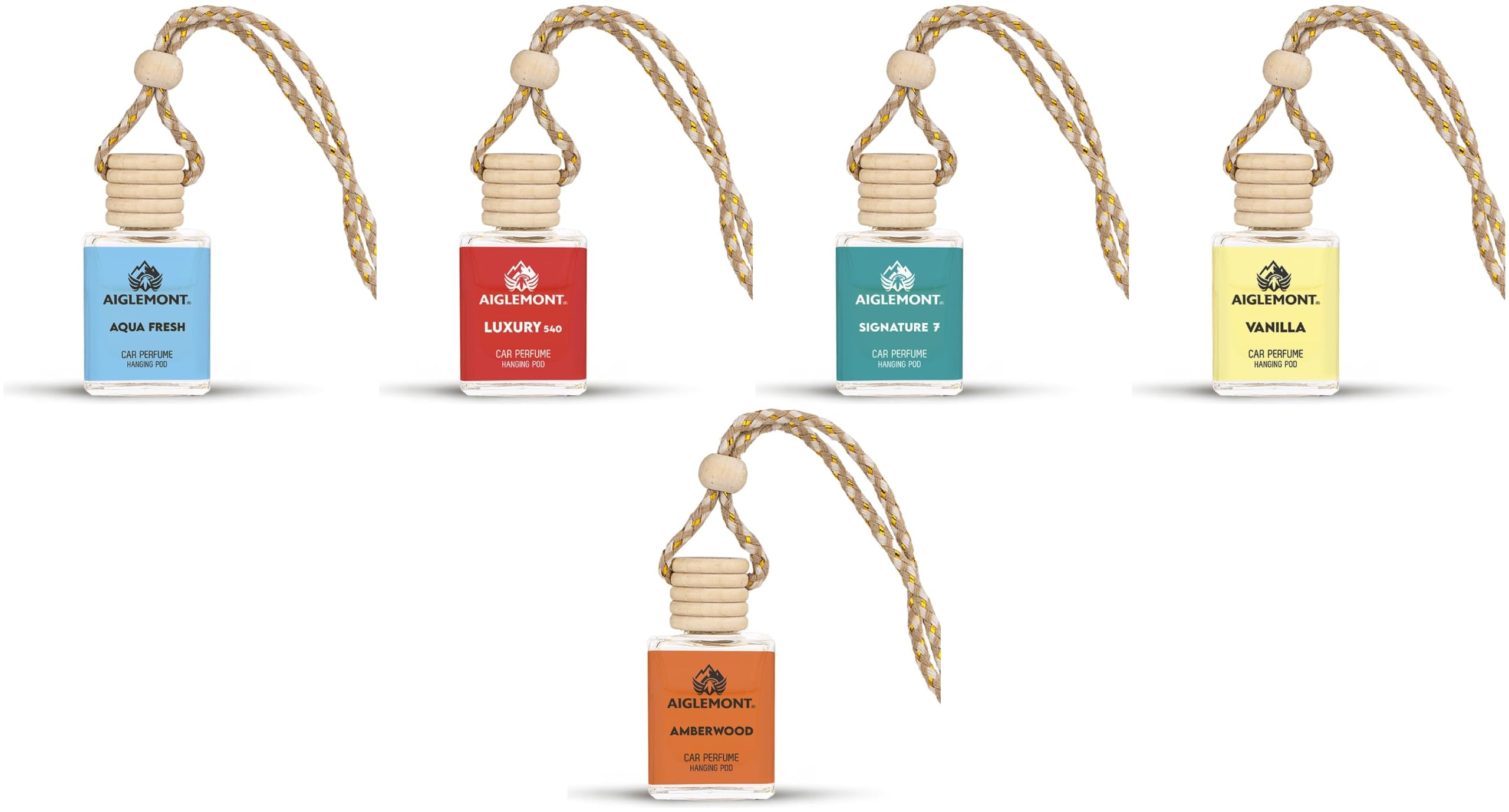 Car Perfumes combos | Aqua Fresh+ Luxury 540 + Signature 7 Scent+ Vanilla+ Amberwood| Combo of 5 | 10 ml Each-image-35