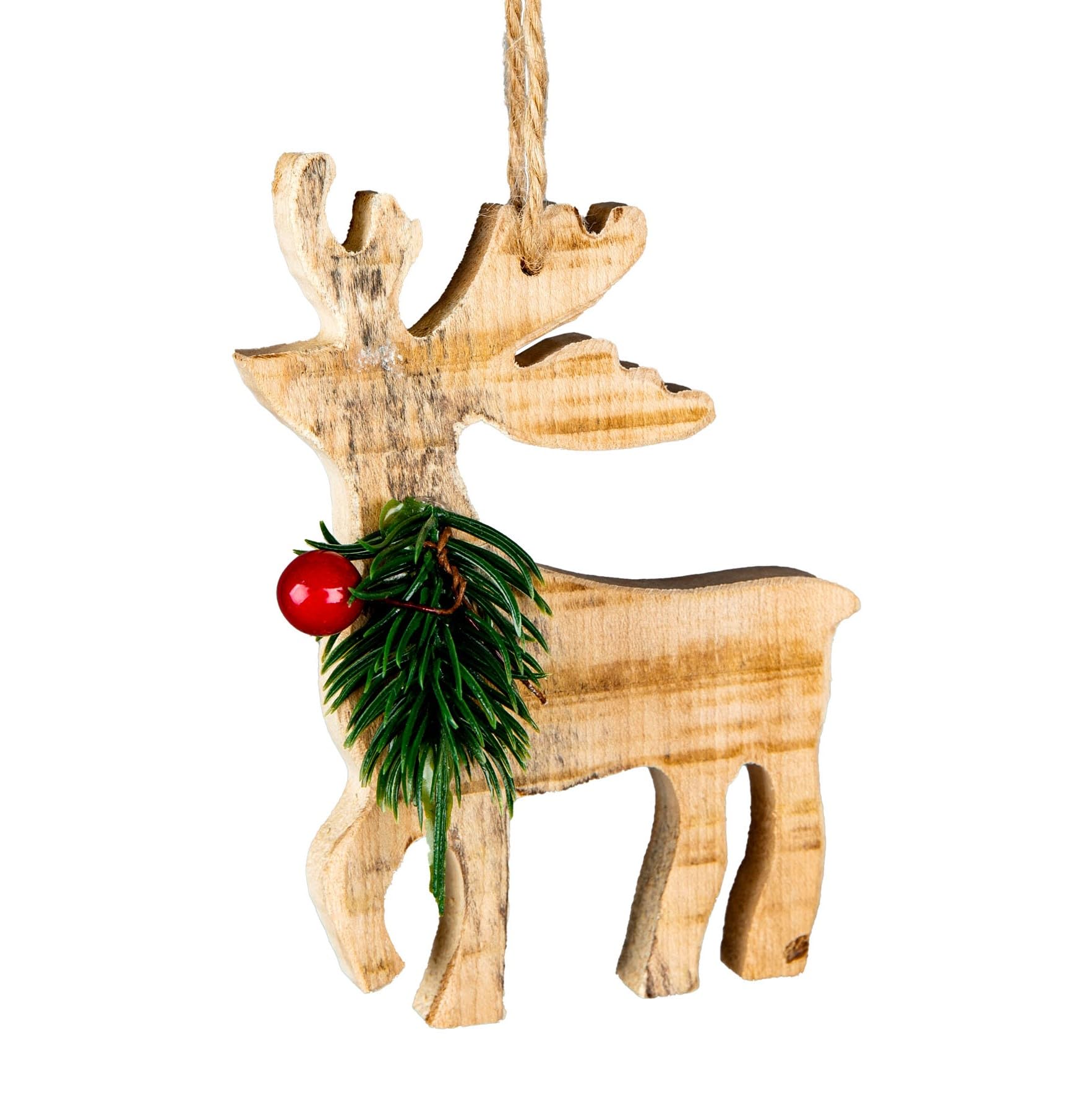 Shatchi Wood 1Pc Rustic En Reindeer Christmas Tree Hanging Decoration - Christmas En Festive Ornaments Hanging Xmas Pendant Diy Craft Gift,
