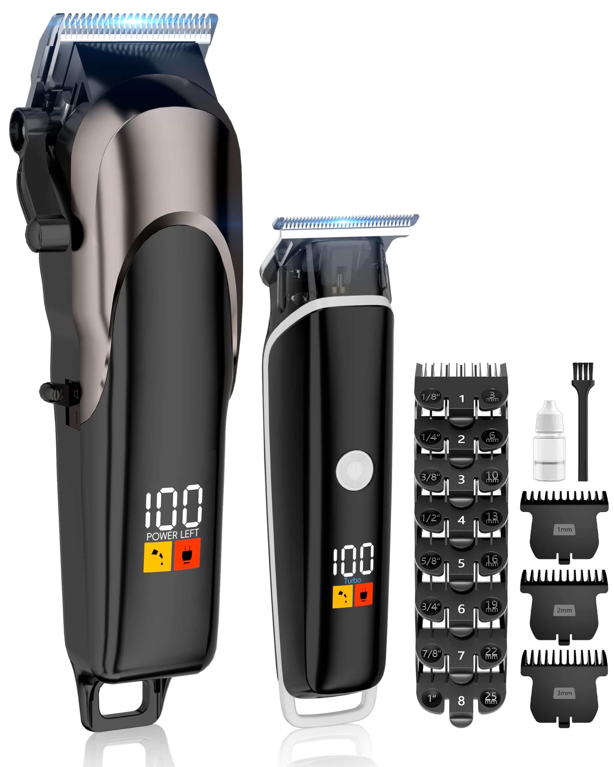 Clippers and Trimmers Set, Cordless Hair Clippers for Men, Women and Children, Professional Barber Clippers Set, for Hair, Beard, Hair Art, Home Haircutting,Barber Set, Black 7krpm