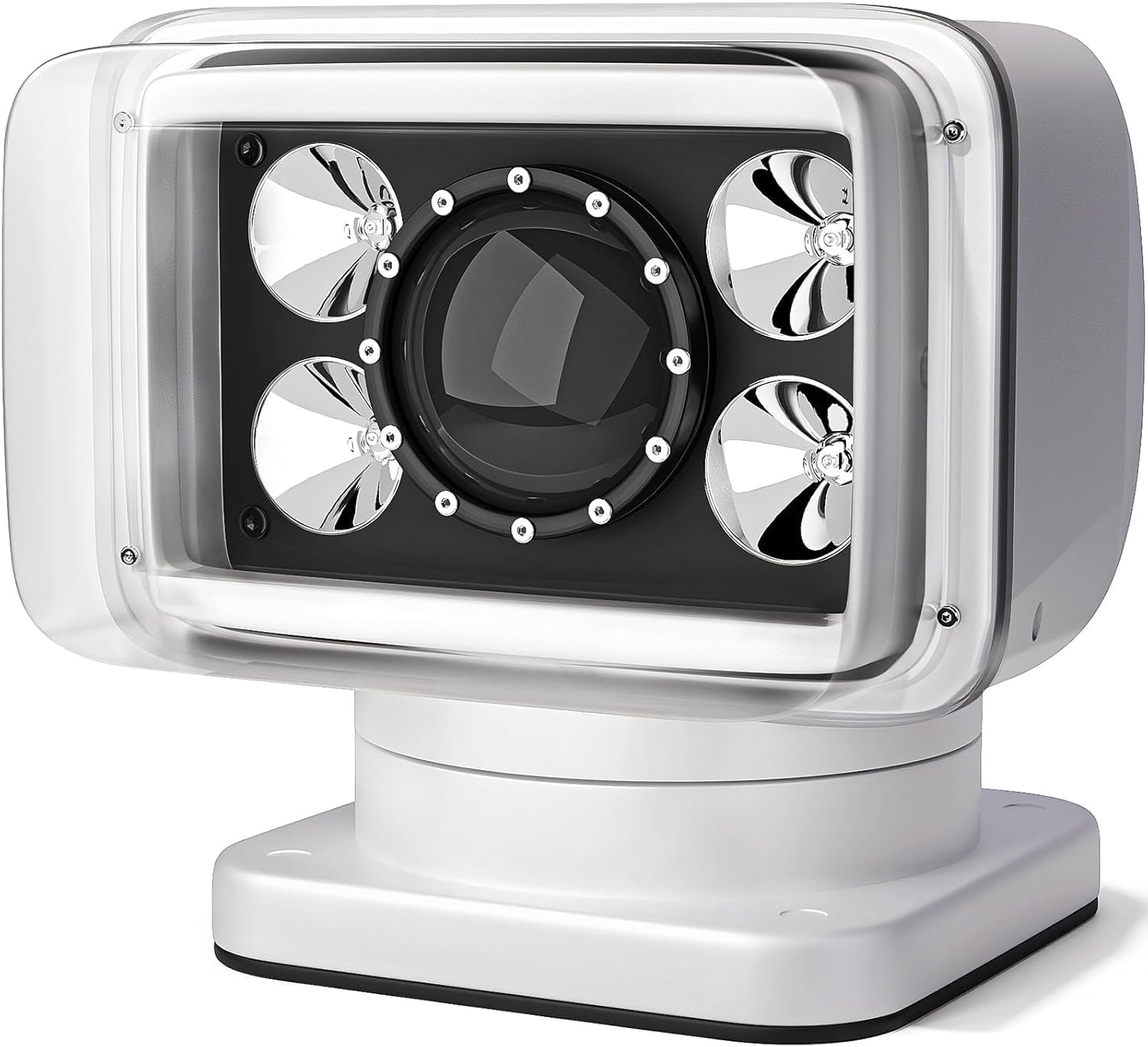 Remote Spotlight for Truck, Magnetic and IP68 Waterproof Marine Search Lights, Auto-Reset 360 Rotating Remote Spotlight for Boats Fire Truck Offroad Pickup and Car - White