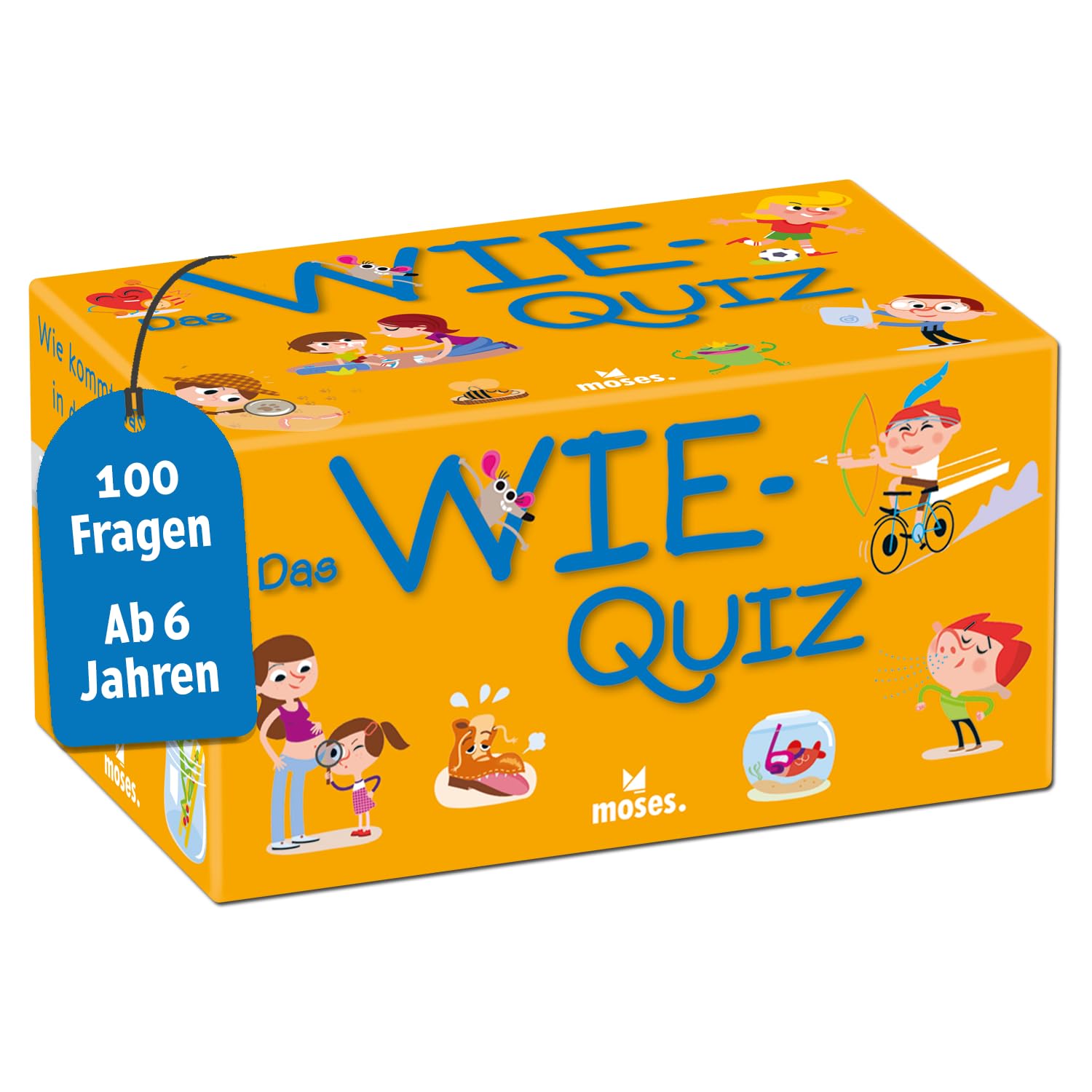 Moses. Das Wie-Quiz, Kinder Wissensquiz mit 100 spannenden Wie-Fragen, Kinderquiz rund um Allgemeinwissen, Ratespiel für neugierige Kids ab 6 Jahren, Yellow