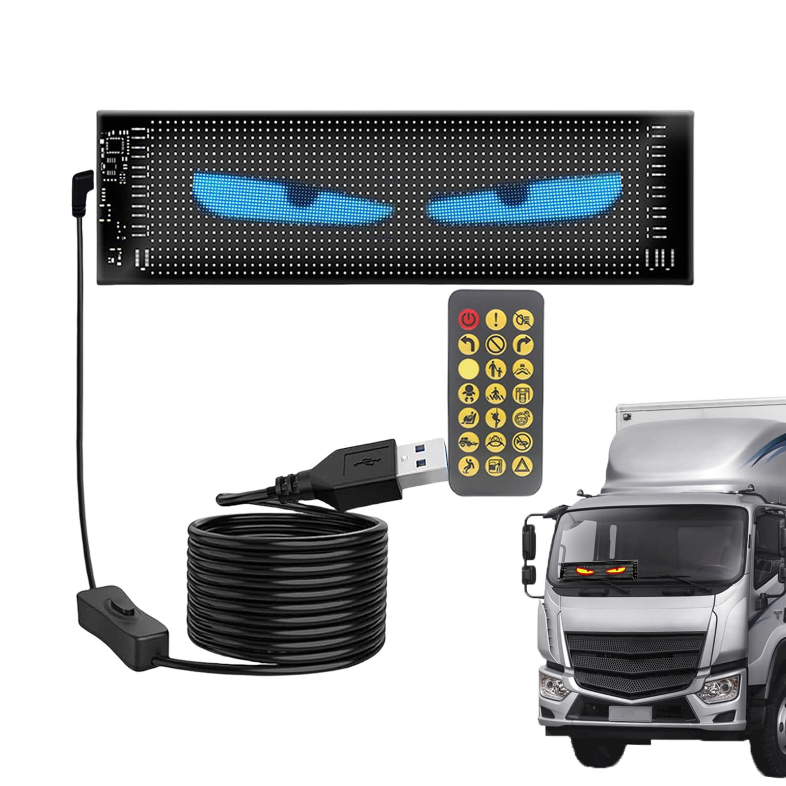 Ojos para coche programables con paneles LED flexibles y gráficos en ruta 8