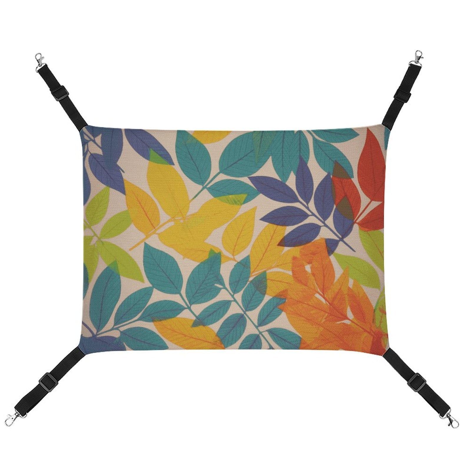 Hamac pour chat doux motif feuilles multicolores haute qualité suspendu