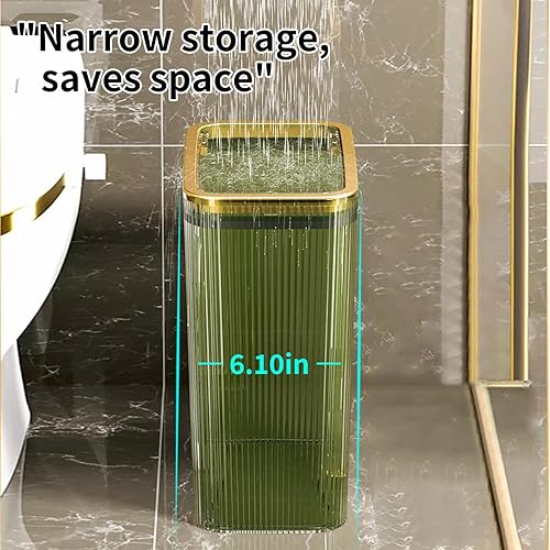 Miniatura 4 de Bote de basura transparente, cubos de basura de baño con tapas, bote de basura de 2.6 galones para dormitorio, oficina, cesta de basura delgada de