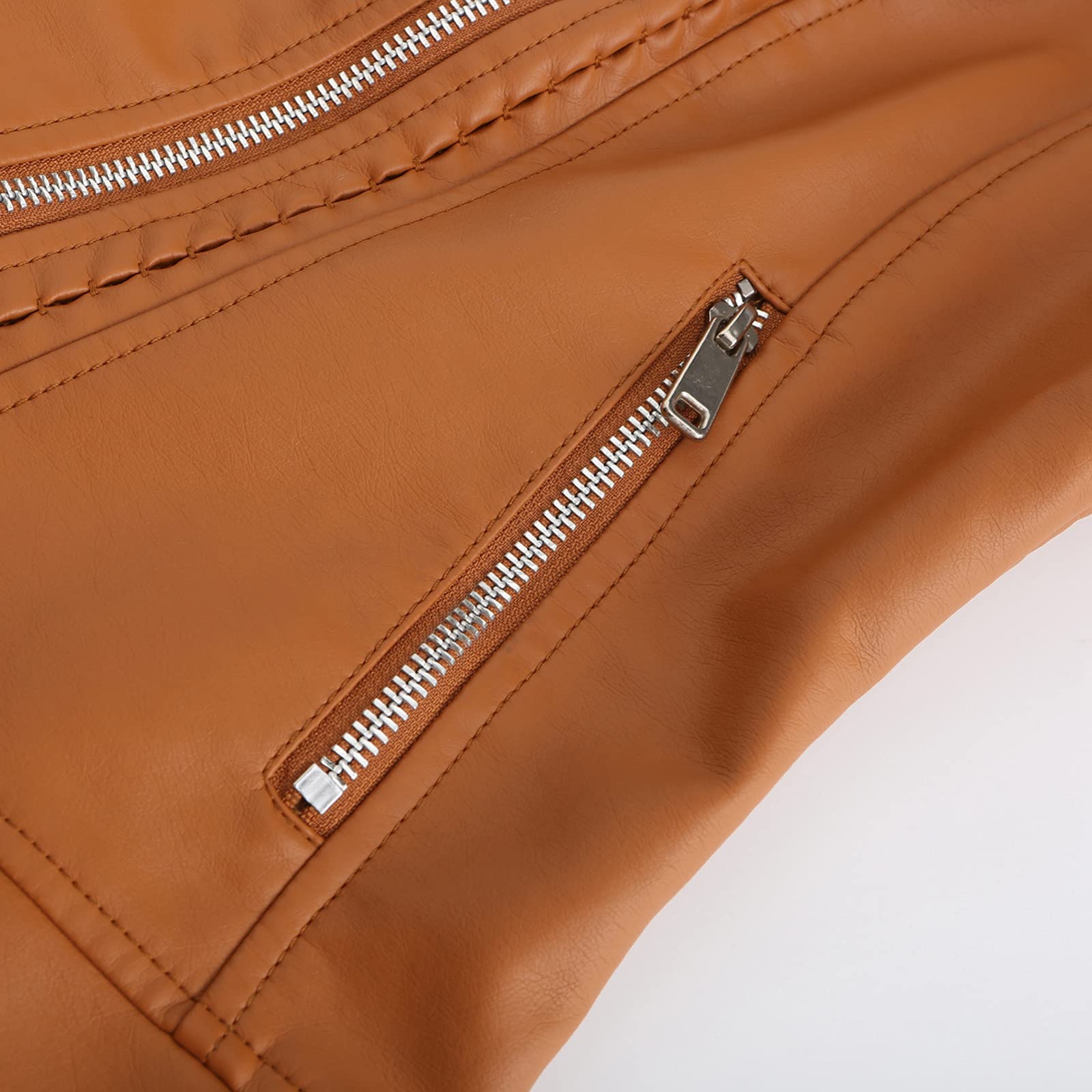 Veste en cuir pour femme - Courte cintrée - Veste en cuir synthétique avec fermeture éclair - Veste de moto gothique punk - Veste de moto surdimensionnée - Coupe-vent - Respirante - Veste softshell