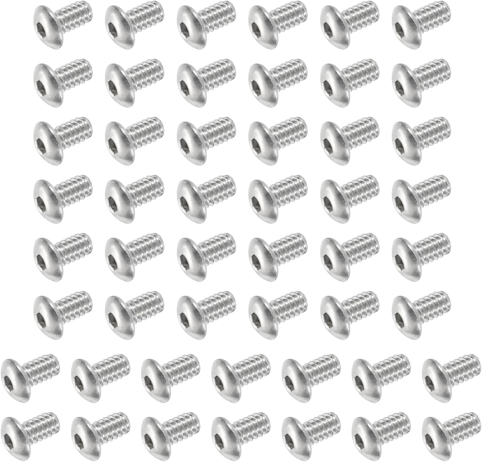 PATIKIL Button Head Socket Cap Screws, 60 PCS #6-32 UNC x 1/4 Inch 304 Stainless Steel Hex Drive Fully Thread Machine Bolts Screw for Furniture Water Pump Light Fixture, Silver