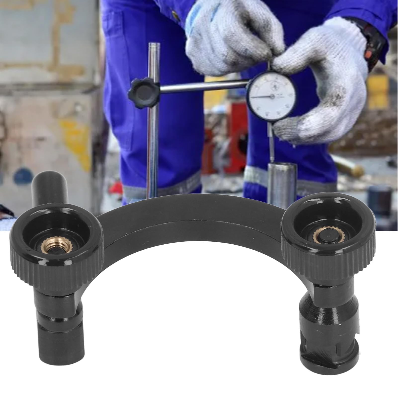 Staffa per Comparatore, Supporto di Centraggio per Comparatore Staffa di Collegamento a Forma di 8 Mm, Asta con Foro 6 Mm per Comparatore, Supporto per Indicatore,