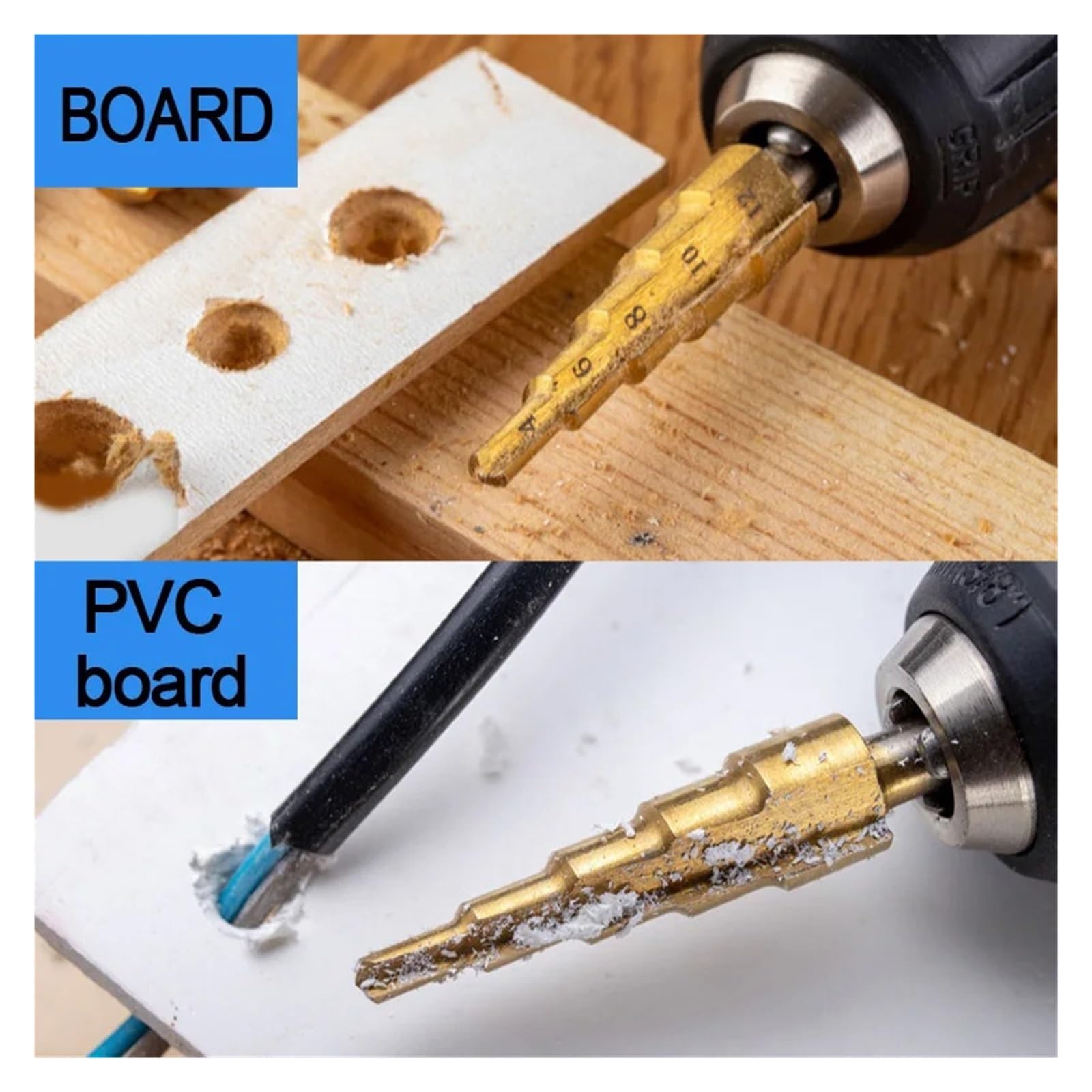 6 sztuk/7 sztuk wiertło stopniowe HSS Bit prosty rowek powlekany stożek otwór Cutter automatyczny punktacz spiralny wiertło kręte (Material : 6PCs without box)