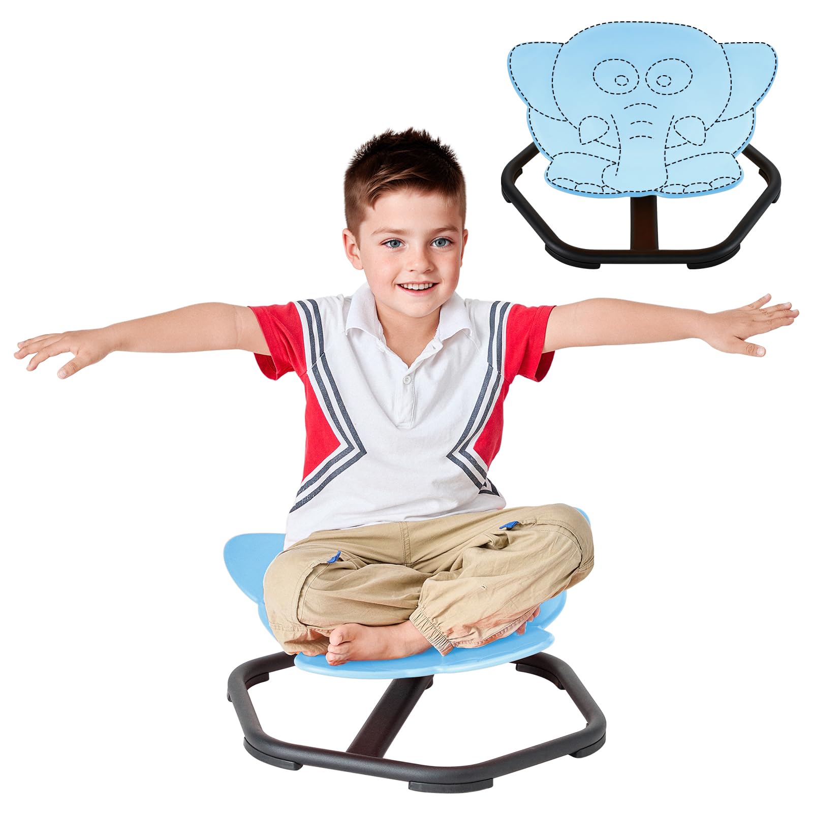 Autism Kids Swivel Chair, Sensory Toys Chair for Kid Spinning Sensory Carousel Chair, Wobble Chair Kids Adhd, Sit and Spin for Autistic Swivel Chairs for Kids (Light Blue)