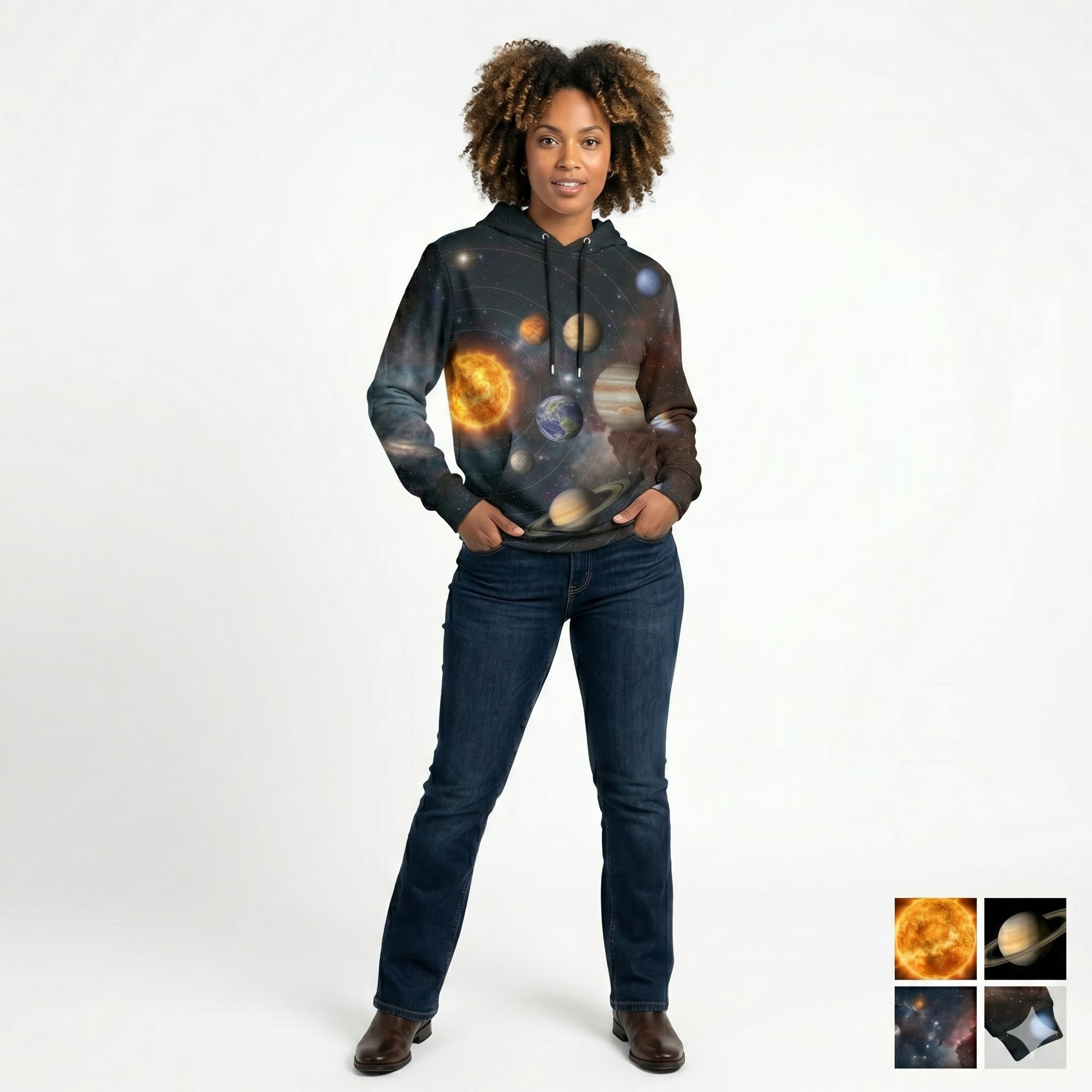 Felpa con Cappuccio Sistema Solare Pianeti Galassia Universo Astronomia Spazio Design Unisex Regalo Per Amanti dell’Astronomia e della Scienza