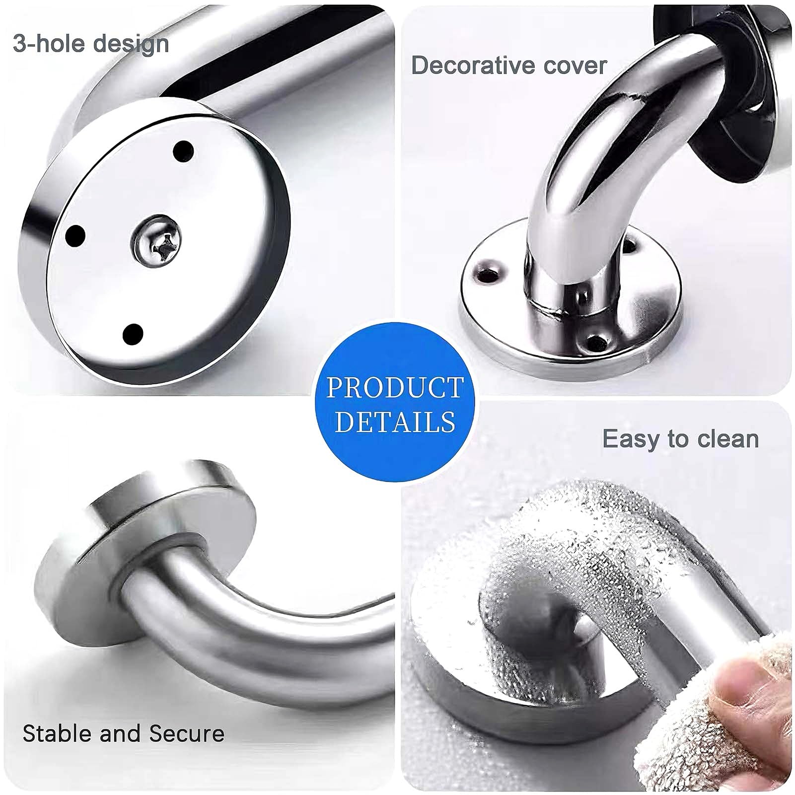 Barras de Apoyo para Discapacitados, Asidero de Ducha, Barra de Apoyo de Acero Inoxidable 304 para Bañeras Y Duchas, Inodoro, Asideros de Ducha de Seguridad para Discapacitados(150cm)