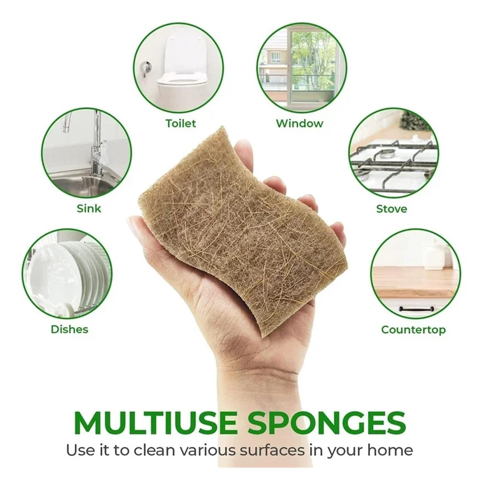 Éponges à récurer écologiques en Fibres végétales Naturelles et éponge Noix de, compatibles avec la Vaisselle. Accessoires Cuisine(TypeB 9pcs)