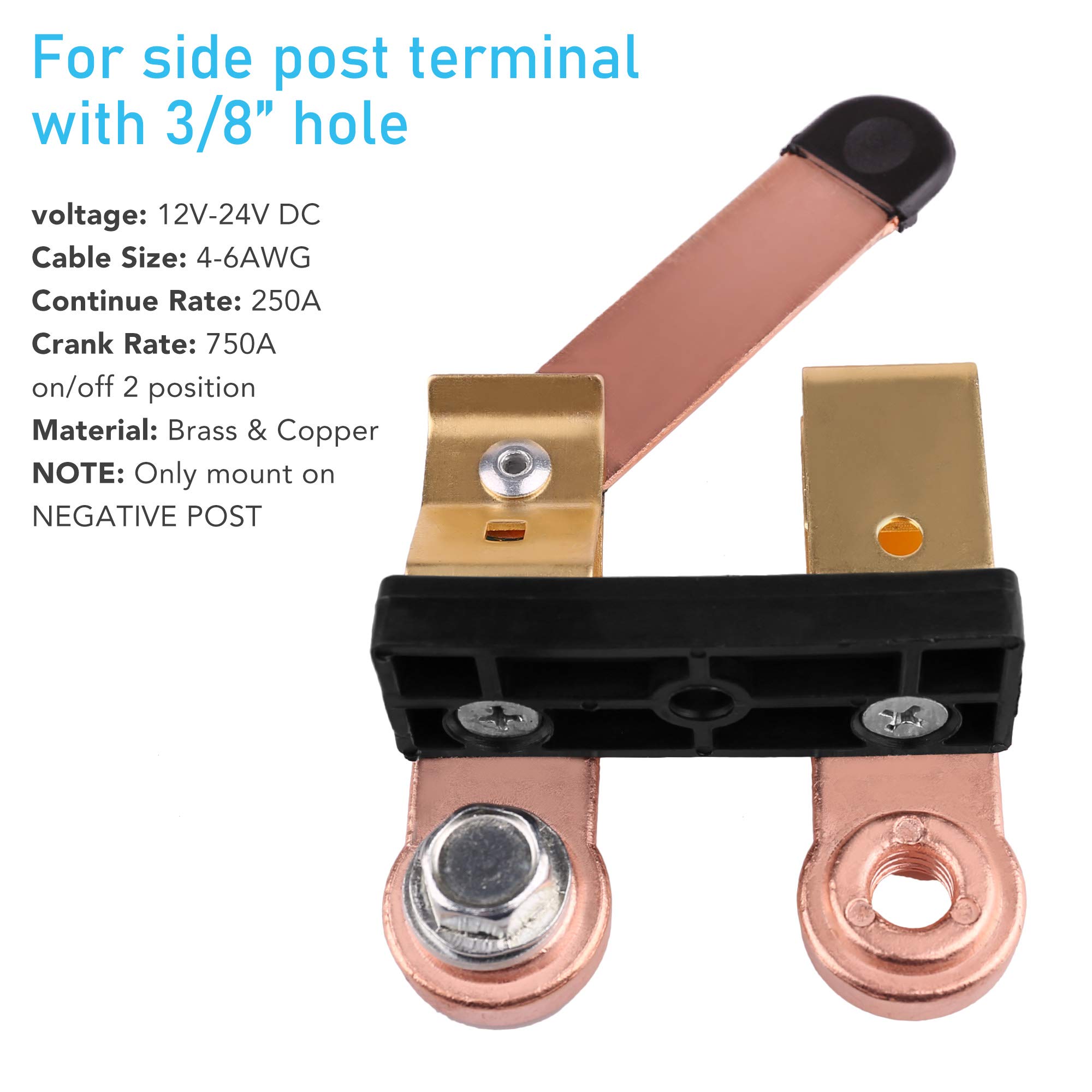LotFancy Side Post Battery Disconnect Switch, 12V24V Knife Blade