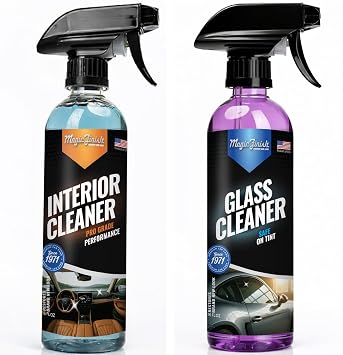Magic Finish Vehicle Interior & Glass Cleaning Spray Kit 16 fl oz Each Streak-Free Glass Cleaner + Car Interior Cleaner Spray Tint Safe, Anti-Fog, Non-Greasy Finish, Complete Car Detailing Kit