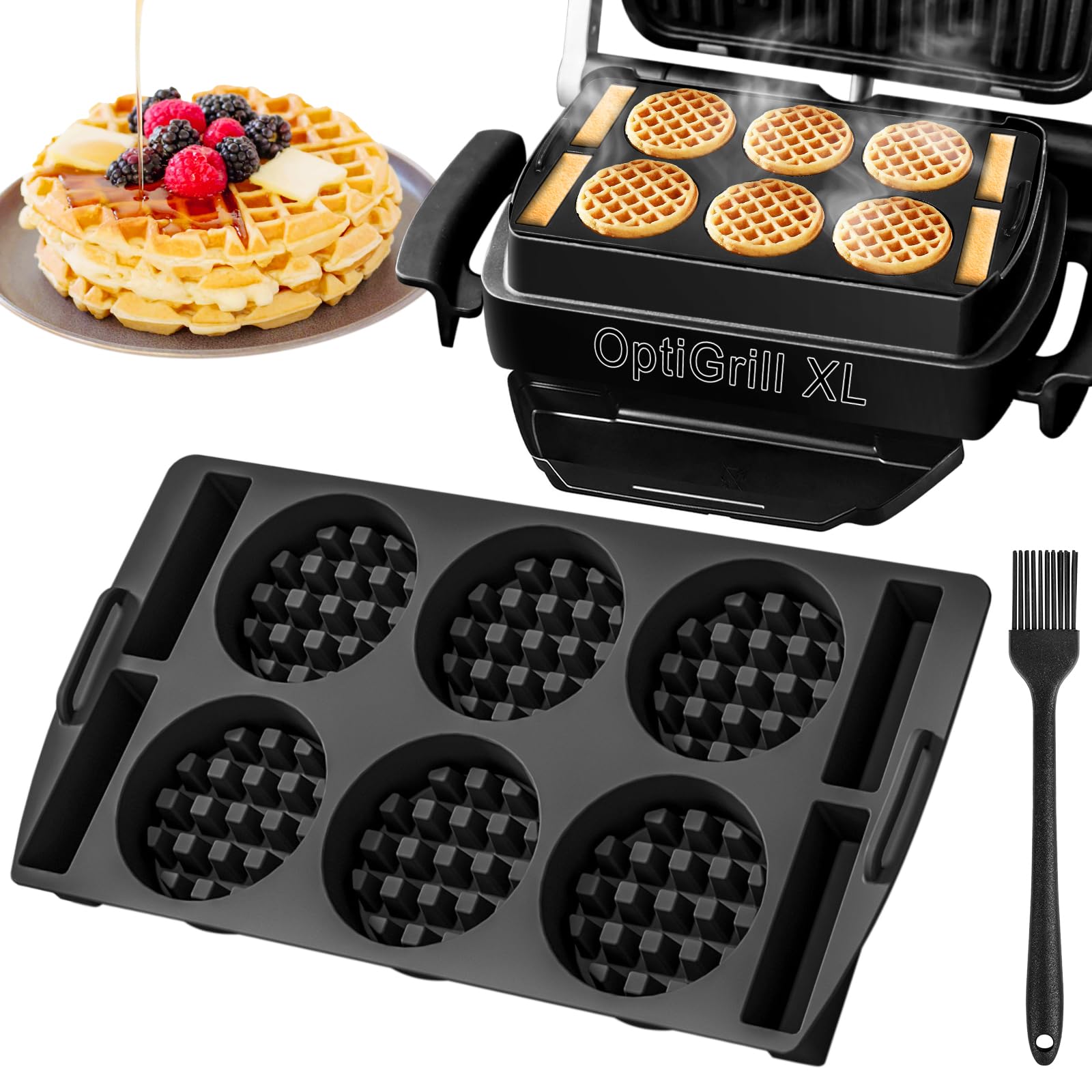Meetory Inserto per waffle compatibile con Tefal OptiGrill XL, 4 in 1, 2 in 1, Elite, Plus, stampo riutilizzabile per waffle belghe