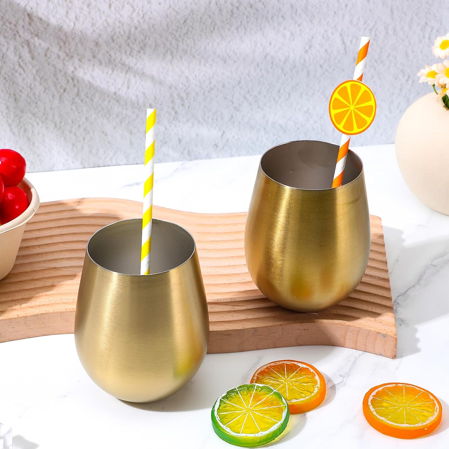 4 Pack Stemless 17 OZ Tumbler Wine Glasses, 304 Stainless Steel Cups for Home Restaurants Bars Outdoor, Good Gift and Dishwasher safe - Image 7